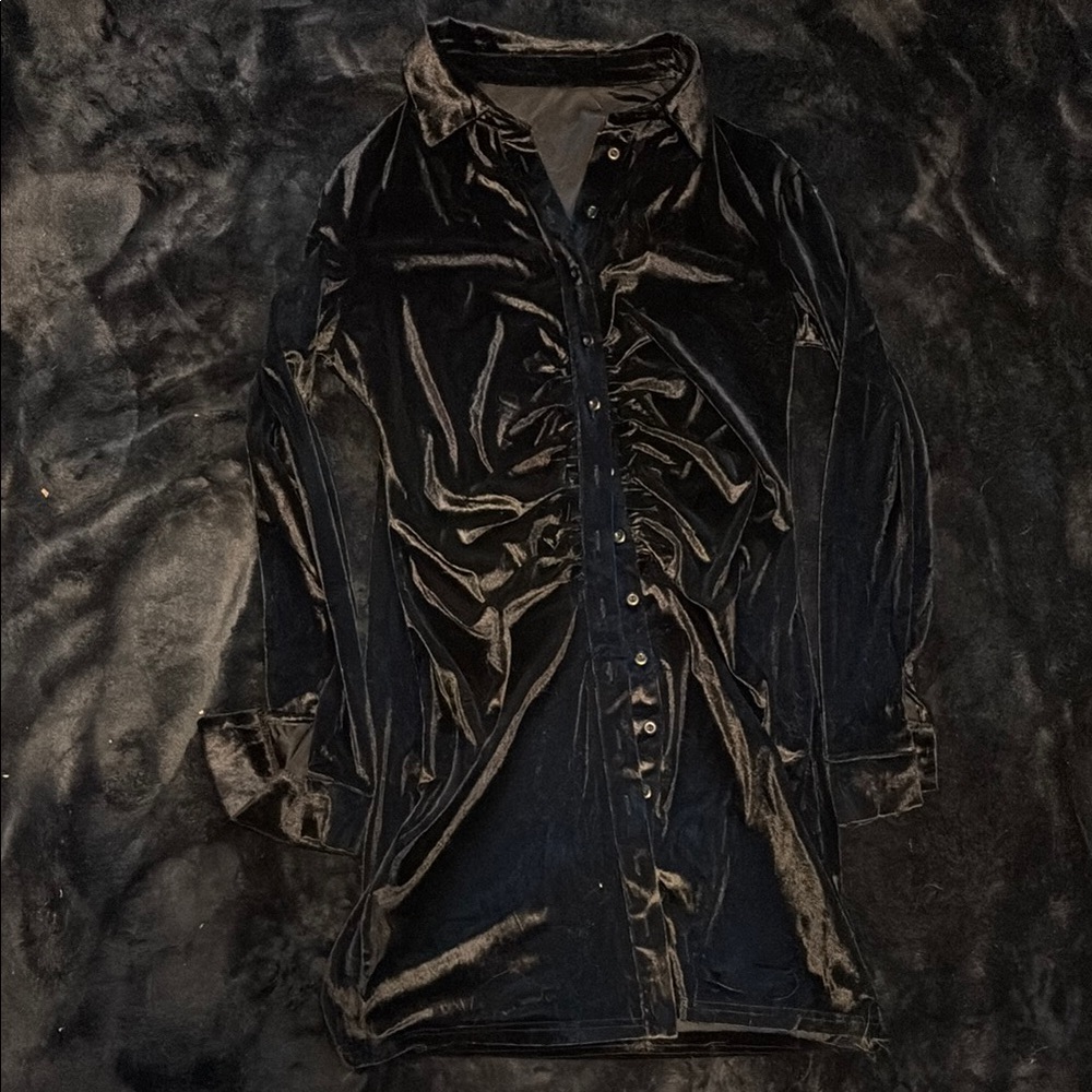 Velvet Button-Up Dress